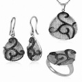 Black and White Diamond Jewelry Set 925 Sterling Silver